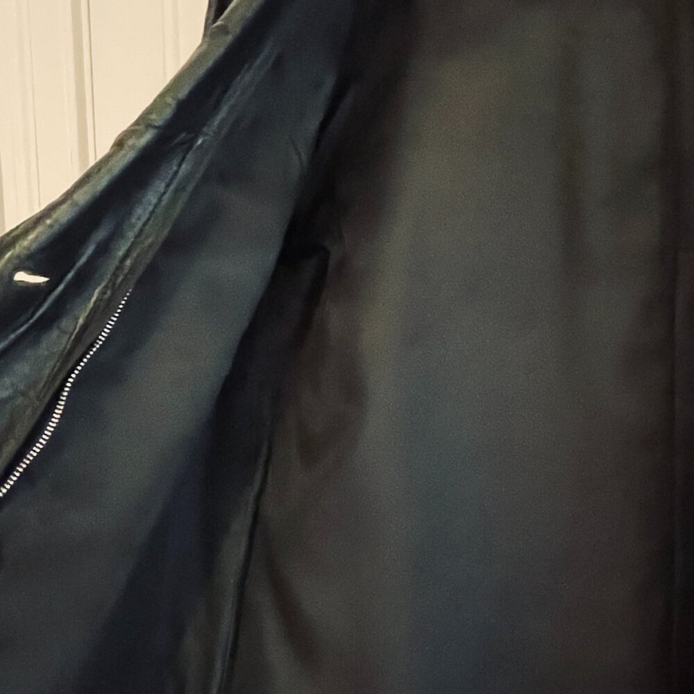 VGVUC Vntg 1950/60's Ladies Black Leather Jacket, Pockets, Zip-Out Lining, Sz L - Picture 9 of 16